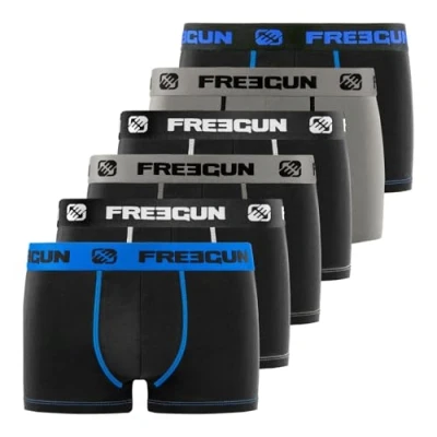 Abbildung von Boxershorts Herren Atmungsaktiv, Unterhosen Männer, rutschfest (6er Pack), Schwarz/Grau/Weiß/Blau, L