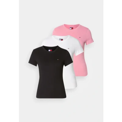 Abbildung von Tommy Jeans C NECK TEE 3 PACK Tshirt basic, Damen, Größe: 42, Black/ecru/mystic pink