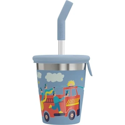 Abbildung von SIGG Edelstahl Kinderbecher mit Silikondeckel &amp; Tritan Strohhalm Schwappsicher BPA frei Leicht Robust Feuerwehr 0,35L
