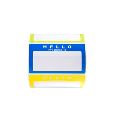 Abbildung von OliveBird Namensschild Aufkleber Hello My Name Is Sortierte Farben 250 Etiketten Pack (3 Farben) 90 x 50 mm