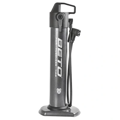Abbildung von BETO Lufttank, Standpumpe, Fahrradpumpe, Luftpumpe, mit Universaldoppelpumpenkopf, 190psi, 13bar, AV, DV, FV, Autoventil, Dunlopventil, Französisches Ventil, für Tubeless Reifen