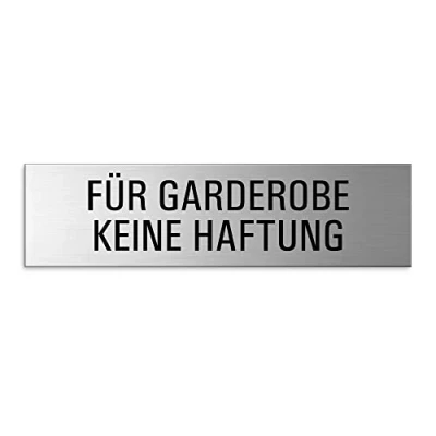 Abbildung von Schild Für Garderobe keine Haftung 150x40 mm Türschild aus Aluminium horizontal gebürstet Edelstahloptik selbstklebend 57521 K