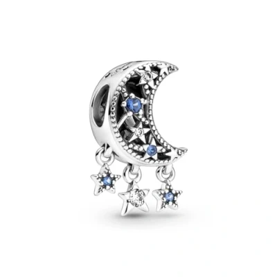 Abbildung von PANDORA Stern &amp; Mondsichel Charm in Sterling Silber mit Zirkonia, 799643C01