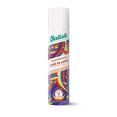 Abbildung von Batiste Trockenshampoo Love is 200 ml, mit Duft, süß fruchtiger Blumenduft, zum Auffrischen der Haare zwischen den Haarwäschen, ohne Ausspülen