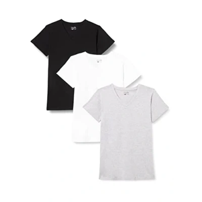 Abbildung von berydale Damen T Shirt Bd158, Weiß/Hellgrau Melange/Schwarz 3er Pack, M