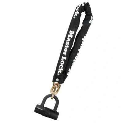 Abbildung von MASTER LOCK Fahrradschloss Stahlkettenglied mit mini Bügelschlösser [mit Schlüssel] [Zertifiziertes Fahrrad Schloss] 8234EURDPRO Ideal für Fahrräder, Schwarz