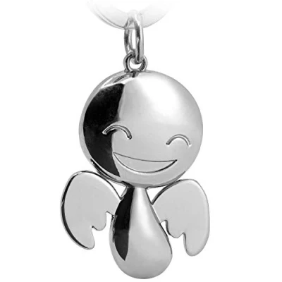 Abbildung von FABACH Schutzengel Schlüsselanhänger Happy Niedlicher Engel Anhänger,Unisex, aus Metall in glänzendem Silber Geschenk Glücksbringer Auto Führerschein Fahr vorsichtig