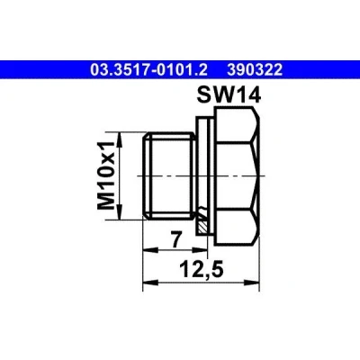 Abbildung von ATE 03.3517 0101.2 Verschlussschraube, Hauptbremszylinder VOLKSWAGEN: Transporter 4