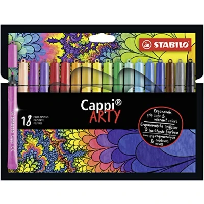 Abbildung von Filzstift mit Kappenring STABILO Cappi ARTY 18er Pack 18 verschiedenen Farben