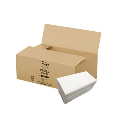 Abbildung von The Cheeky Panda Bambus V Falz Papierhandtücher 3200 Blatt (20 Packungen mit je 160 Stück) 2 lagige für Spender