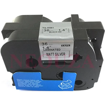 Abbildung von Schriftbandkassette kompatibel mit Brother P Touch TZe Tz, schwarz auf mattsilbernem Grund, 6 mm, 9 12 18 24 36 alle Größen verfügbar M961 36mm schwarz/silber