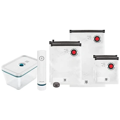 Abbildung von ZWILLING Fresh &amp; Save Vakuum Starterset, Glas, 7 teilig, inkl. Dose, Pumpe und Beutel, La Mer