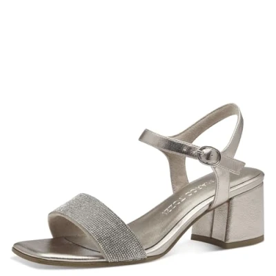 Abbildung von MARCO TOZZI Damen Sandalen mit Absatz Glitzer Elegant, Beige (Platinum), 37 EU