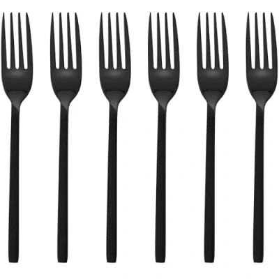 Abbildung von GRÄWE Dessertgabeln 6er Set, kleine Gablen, Kuchengabeln, Spülmaschinengeeignet, Dessertbesteck, Kuchenbesteck, Tortengabel, 6 Personen, Edelstahl, Schwarz, Serie Lissabon