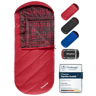 Abbildung von KingCamp Schlafsack Winter, Campingschlafsack Warmer Deckenschlafsack XXL Übergröße für Erwachsene Outdoor Rucksackreisen, Wandern, leicht drinnen und draußen 3 4 Jahreszeiten, (Rot)