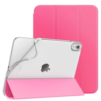 Abbildung von TiMOVO Hülle Kompatibel mit iPad 10 Generation 10,9 Zoll 2022, Dreifach Gefaltet PU Leder Schutzhülle Weich TPU Rückhülle, Auto Schlaf/Aufwach Case für 10, Pfirsichrosa