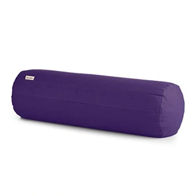 Abbildung von basaho Yoga Bolster Yogarolle Bio Baumwolle Buchweizenschalen Abnehmbarer und waschbarer Bezug Rolle Yogakissen (Purpur)