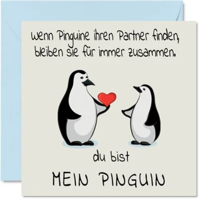 Abbildung von Stuff4 Pinguin Karte Hochzeitstag Jahrestag Du bist Mein Niedliche Romantische Valentinskarte für Freundin Freund Ehefrau Eheman, 145 mm x Jubiläumskarte Verlobte