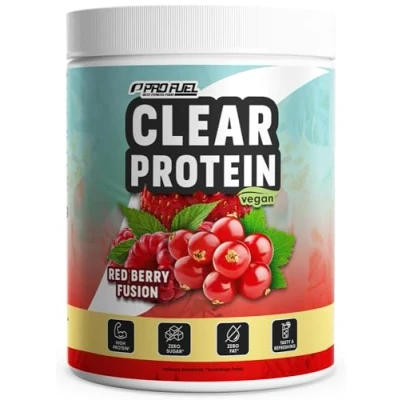 Abbildung von Clear Protein Vegan 360g RED BERRY FUSION, unglaublich leckerer &amp; erfrischender Drink, vegane Whey Protein/Iso Alternative mit hochwertigem Erbsenproteinhydrolysat, 56%