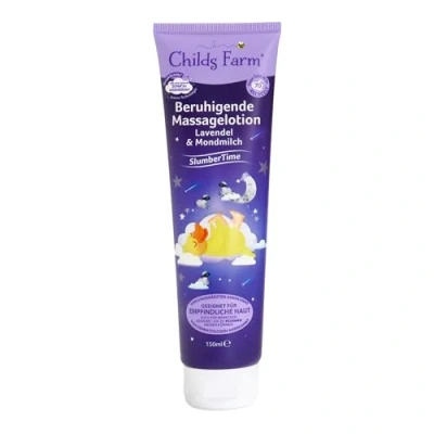 Abbildung von Childs Farm SlumberTime Beruhigende Massagelotion Lavendel und Mondmilch 150ml Pflegende Lotion für die Gute Nacht Massage auf empfindliche oder zu Ekzemen neigende Neugeborene, Baby Kinderhaut
