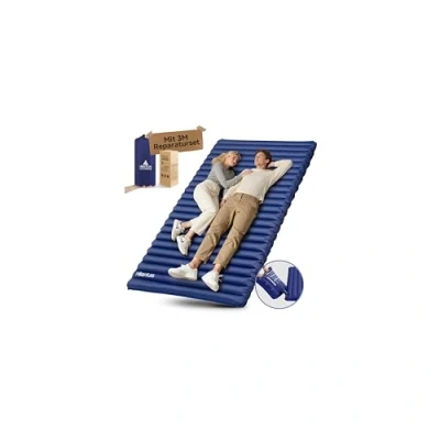 Abbildung von HIKENTURE Isomatte Ultraleicht für 2 Personen, Doppel Aufblasbar, Camping Luftmatratze Schlafmatte Kleines Packmaß mit Pumpsack, Reise, Outdoor, Wandern, Strand, Navyblau (Pumpsack)
