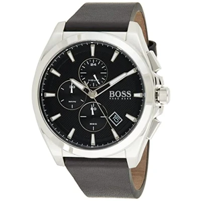 Abbildung von BOSS Chronograph Quarz Uhr für Herren mit Schwarzes Lederarmband 1513881
