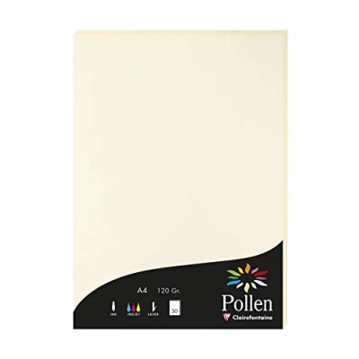 Abbildung von Clairefontaine 4204C Packung mit 50 Karten Pollen 120g, DIN A4, 21 x 29,7cm, Elfenbein