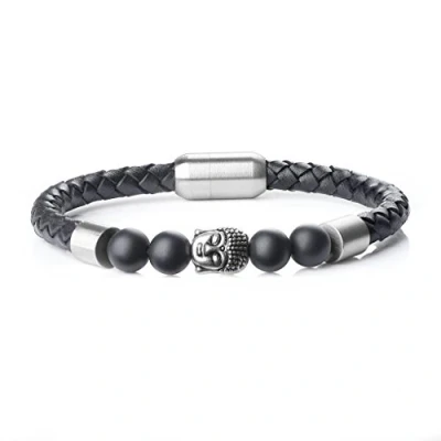 Abbildung von COAI Herren Lederarmband aus Edelstein mit Charm (Matt Onyx Buddha Kopf Charm)