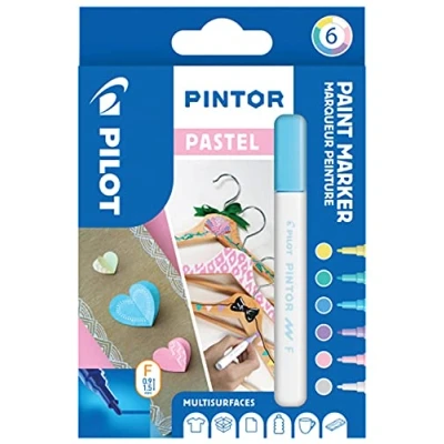 Abbildung von PILOT PINTOR Kreativmarker 6 Stück in F Pastellfarben Farbmarker Stifte für DIY Projekte, fast alle Oberflächen, schnell trocknend und gut deckend