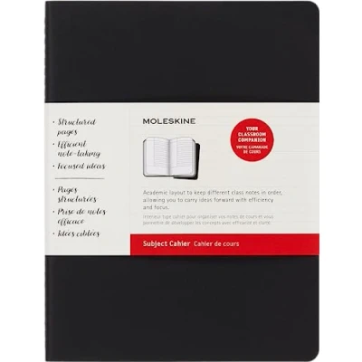 Abbildung von Moleskine Subject Cahier Journal Set of 2 Notebooks Cardboard Cover Academic Layout Size Extra Large 19 x 25 cm Colour Black &amp; Kraft Brown 160 Pagine