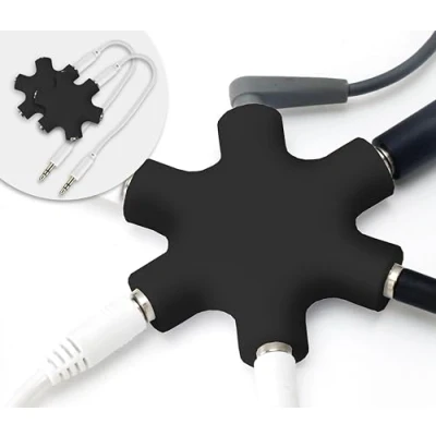 Abbildung von MyGadget 2X 5 Fach Audio Splitter 3, mm Aux Klinkenverteiler Mini Klinken Verteiler Kopfhörer Buchse für Smartphones, Laptops und PC in Schwarz