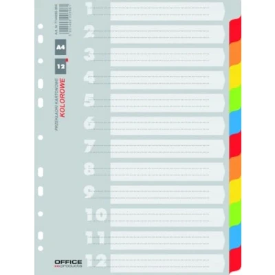 Abbildung von Office Products Trennblätter Karton Register 12 teilig/ + 1 Blatt/ Deckblatt mit Zahlenaufdruck/ Aus Recycling Karton/ für DIN A4/ 11 fach gelocht/ die Ordner Organisation im Büro