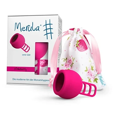 Abbildung von Merula Cup strawberry (pink) One size Menstruationstasse aus medizinischem Silikon