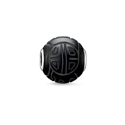 Abbildung von Thomas Sabo Herren Bead Shanghai Obsidian mattiert schwarz Karma Beads 925 Sterling Silber K0055 023 11