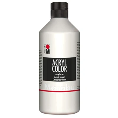 Abbildung von Marabu 12010075070 Acryl Color weiß 500 ml, cremige Acrylfarbe auf Wasserbasis, schnell trocknend, lichtecht, wasserfest, zum Auftragen mit Pinsel und Schwamm Leinwand, Papier Holz