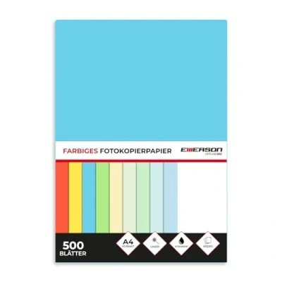 Abbildung von Emerson farbiges Druckerpapier Kopierepapier A4 dunkelblau 500 Blatt 80 g/m2 210 x 297 mm Drucker: Laser, Inkjet, Fotokopie, Fax Vielseitiges Papier zum Kopieren, Basteln