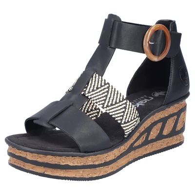 Abbildung von Rieker Damen Klassische Sandalen 68182, Frauen Sandalen,Sommerschuhe,Freizeitschuhe,offene Schuhe,Strandschuhe,schwarz (00),40 EU / 6.5 UK