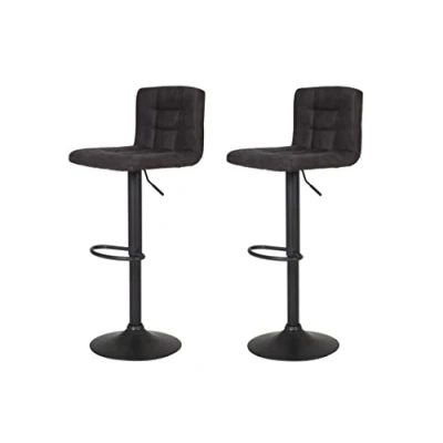Abbildung von 2er Set Barhocker Amanda, Bezug Vintage Anthrazit, Gestell Grau drehbar 360, Trompetenfuß, Liftfunktion