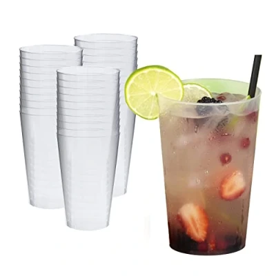 Abbildung von Silverkitchen Trinkbecher aus Hartplastik, Glasklar, 500ml, 30 Stück + 2 Extrabecher (1er Pack)