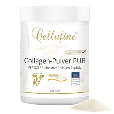 Abbildung von Cellufine® Premium VERISOL Collagen Pulver 300 g I Beauty Kollagen mit bioaktiven Peptiden natürlich &amp; ohne Konservierungsstoffe, 120 Portionen sehr hoher Bioverfügbarkeit