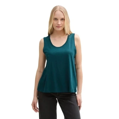Abbildung von TOM Tailor MIT Rundhalsausschnitt Top, Damen, Größe: Large, Dark teal green