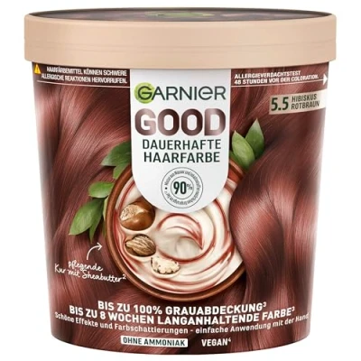 Abbildung von Garnier GOOD Dauerhafte Haarfarbe 5.5 Hibiskus Rotbraun Coloration ohne Ammoniak, bis zu 100% Grauabdeckung, 1 Stk.