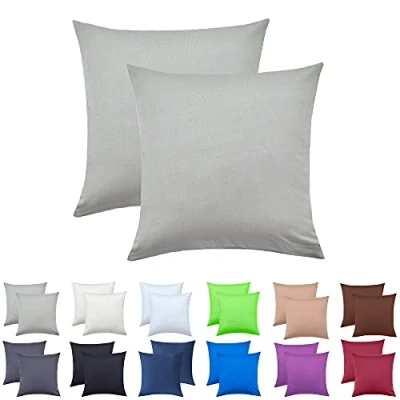 Abbildung von NatureMark 2er Pack Jersey Kissenbezug Kissenhülle Kissenbezüge Seitenschläferkissen Nackenkissen viele Größen und Farben ÖKO TEX (80 x 80 cm, Silber grau)