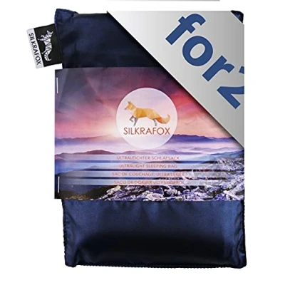 Abbildung von Silkrafox for 2 ultraleichter Schlafsack für Personen, Hüttenschlafsack, Inlett, Sommerschlafsack, Kunst Seidenschlafsack. Blau