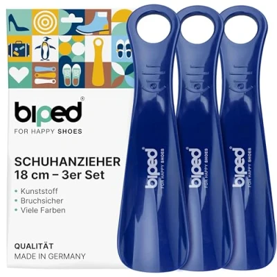 Abbildung von biped 3er Set Schuhanzieher Kunststoff 18 cm Schuhlöffel deutsche Herstellung z1570(nachtblau)
