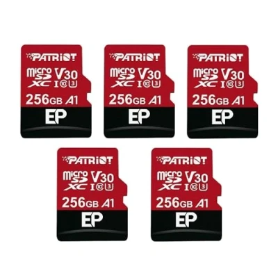 Abbildung von Patriot Memory 256GB A1 / V30 Speicherkarte für Android Telefone und Tablets, 4K Videoaufzeichnung 5er Pack
