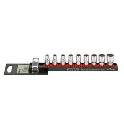 Abbildung von SONIC 100901 Steckschlüsseleinsatz Set 9 Zwölfkant Chrom Vanadium Stahl, Aluminium 1/4 Vierkant
