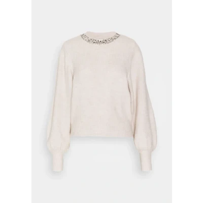 Abbildung von ONLY Onlelsa Strickpullover, Damen, Größe: Medium, Pumice stone/white melange