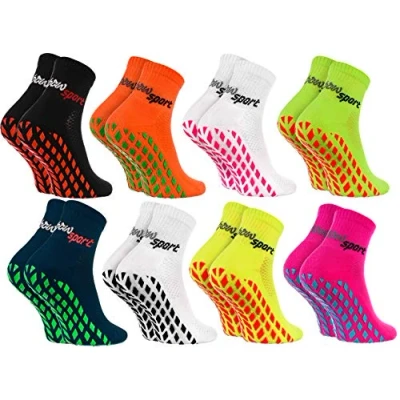 Abbildung von Rainbow Socks Neo ABS Sport Damen Herren Neon Sneaker Stopper Socken 8 Paar Mehrfarbig Größen 39 41