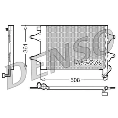 Abbildung von DENSO DCN27004 Klimakondensator mit Trockner 508x361x16 R 134a 508 VOLKSWAGEN: Polo V Hatchback, IV Fox Hatchback